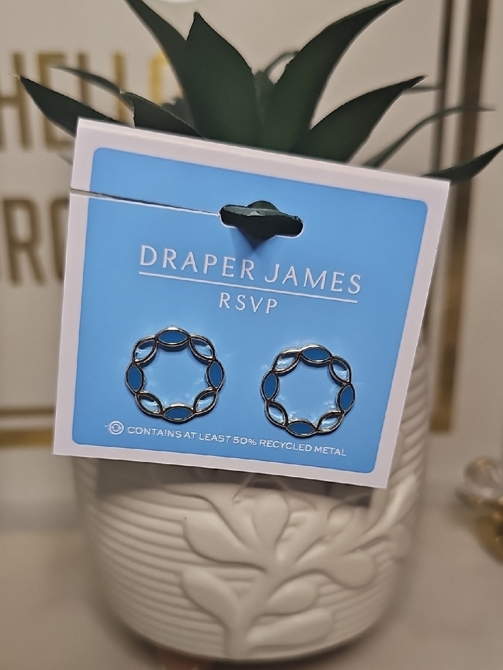Draper James Silver-toned Chain Link Circle Stud Earrings